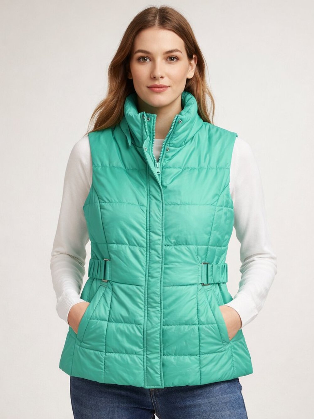 NY&Co. Puffer Vest Green Size Large Buckle Sides - Picture 1 of 6